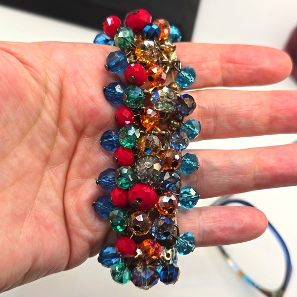 Cha Cha Stretch Bracelet Boho Multicolor Faceted AB Beads - Picture 4 of 8